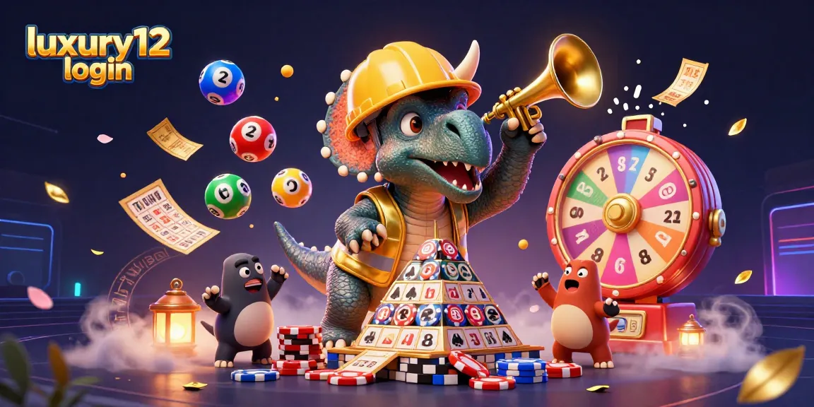 Engaging scene for luxury12 login with cartoon characters celebrating success in a vibrant casino.