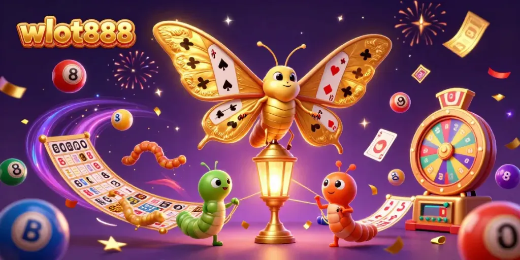 Permainan slot mudah jackpot wslot888 dengan ilustrasi berwarna cerah yang memikat.
