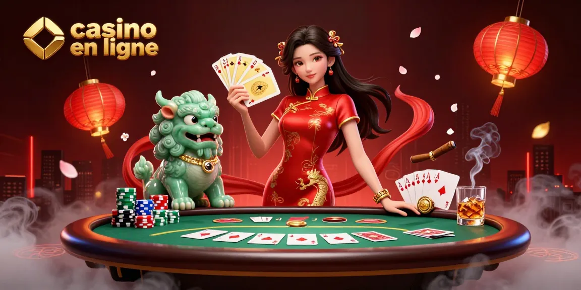 Vivez l'excitation au casino en ligne avec une femme élégante et une scène de poker dynamique.