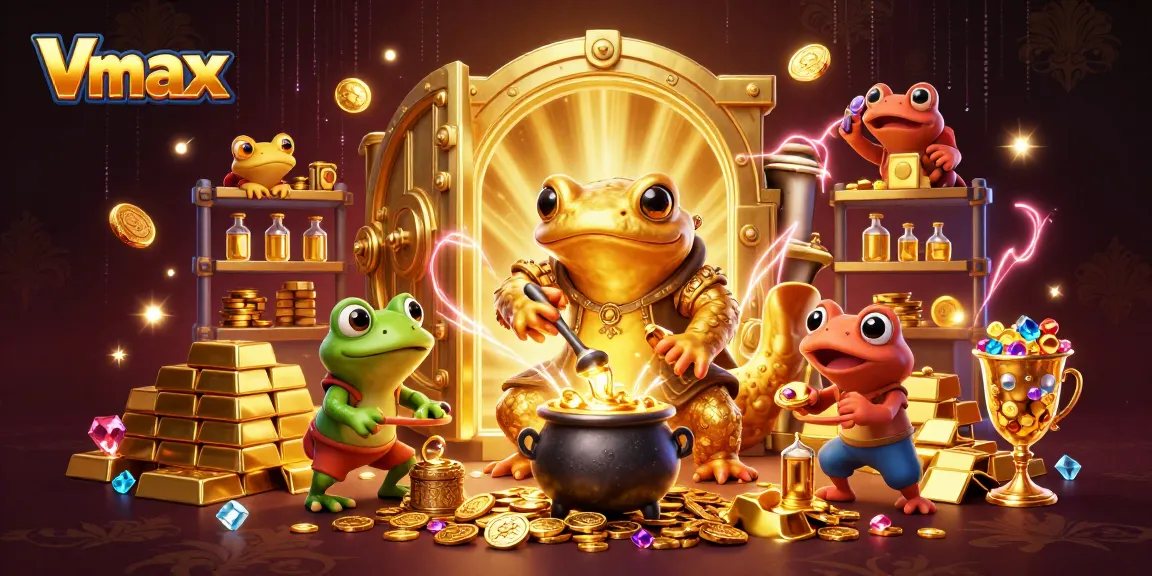 Experience thrilling Vmax gameplay with golden elements in this fantastical casino scene.