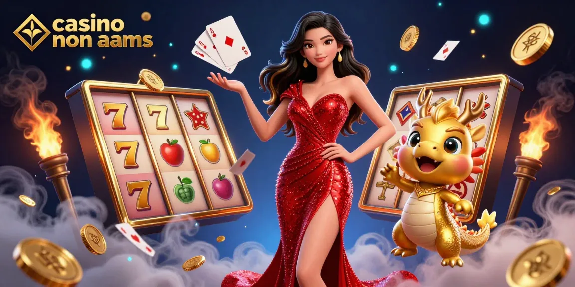 Vivi l'emozione dei casinò non AAMS con elementi di gioco coinvolgenti in un'illustrazione vivace.