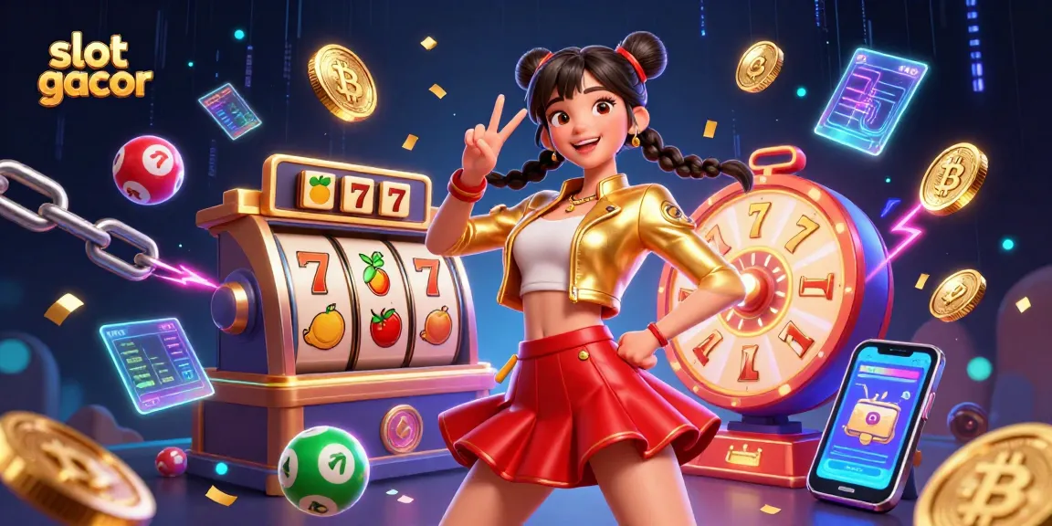 Experience slot gacor excitement with vibrant 3D visuals of jackpots and casino elements.