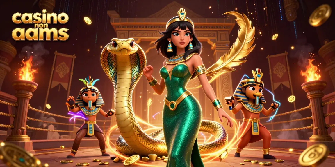 Scopri il fascino dei casinò non AAMS con un'illustrazione 3D vibrante di una donna affascinante e un cobra dorato.