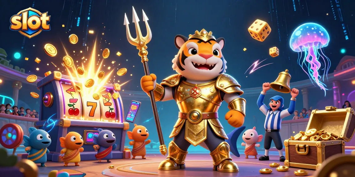 Engage with the slot jackpot frenzy led by a tiger shark in a stunning 3D scene.