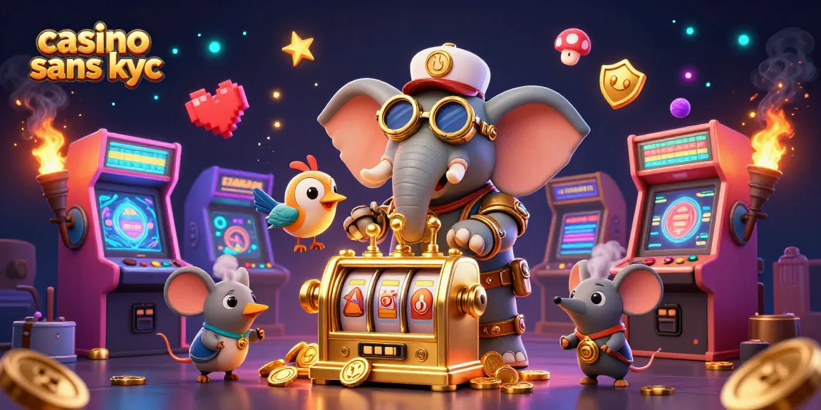 Jouez dans un casino sans KYC avec une machine à sous dorée entourée de personnages steampunk.