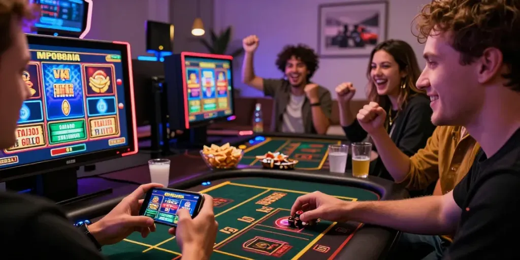Exciting gambling moment at MPO88ASIA online casino showcasing players enjoying slots and mobile access.