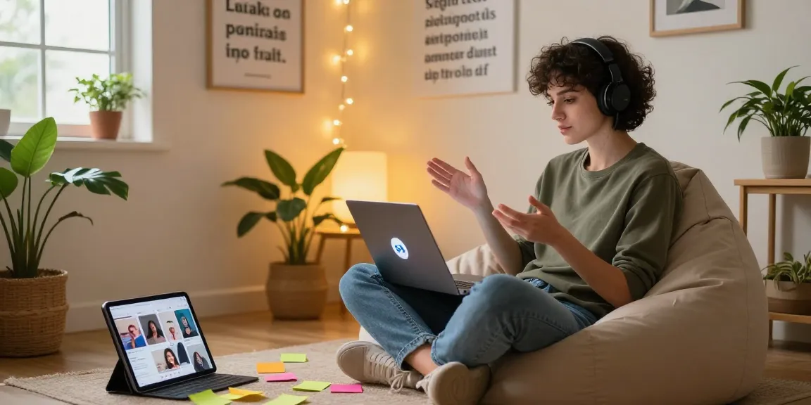 Engaging ai nsfw chat interaction in a cozy virtual workspace.