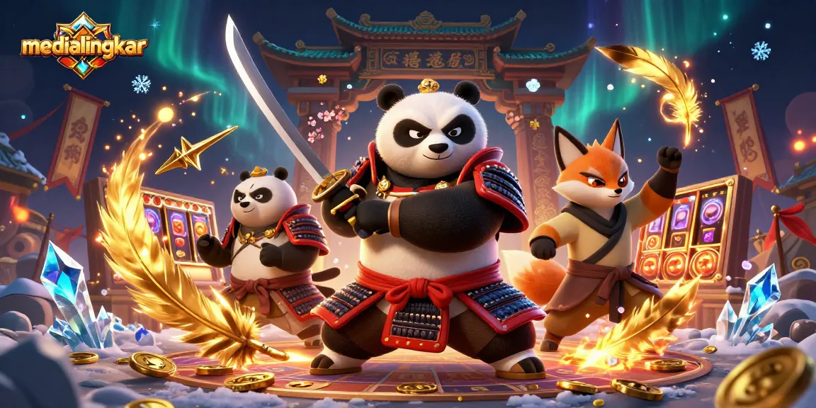 Engage in thrilling gaming at medialingkar with dynamic samurai panda and ninja fox in action.