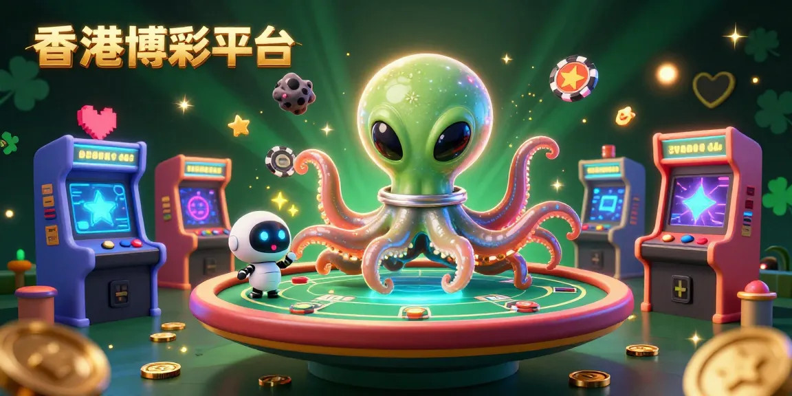 在香港博彩平台上，外星章魚操控全息撲克桌，展現消費者眾多選擇的精彩場景。