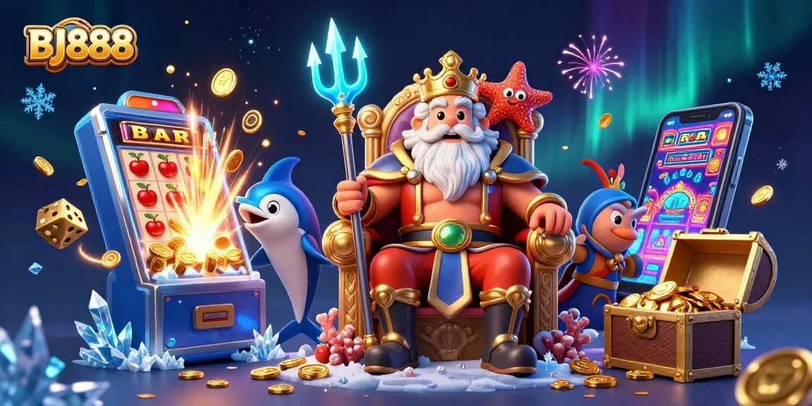 Experience exciting gaming adventures at BJ888, featuring vibrant 3D characters and immersive casino elements.