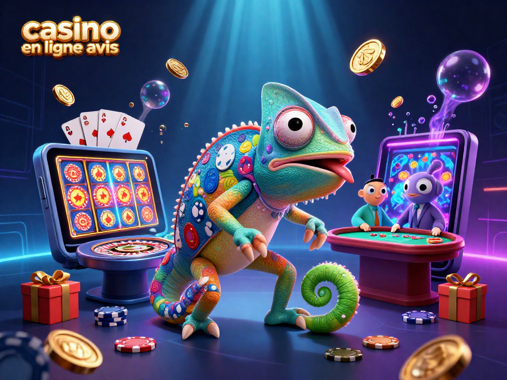 Jouez avec le casino en ligne avis entouré d'un chameleon propriétaire dynamique visualisant des gains.