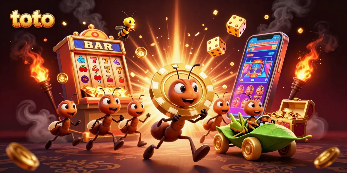 Karakter toto sedang berburu kemenangan dengan chip poker emas raksasa dalam ilustrasi kasino 3D yang penuh warna.