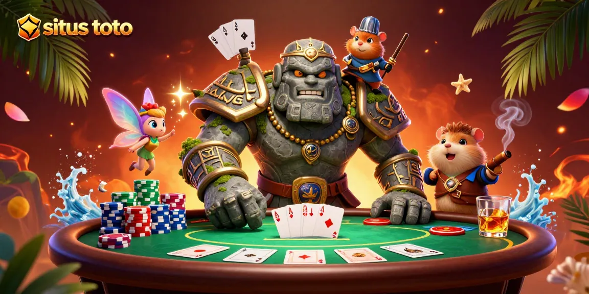 Unleash excitement with situs toto's vibrant poker scene featuring animated characters and engaging gameplay elements.