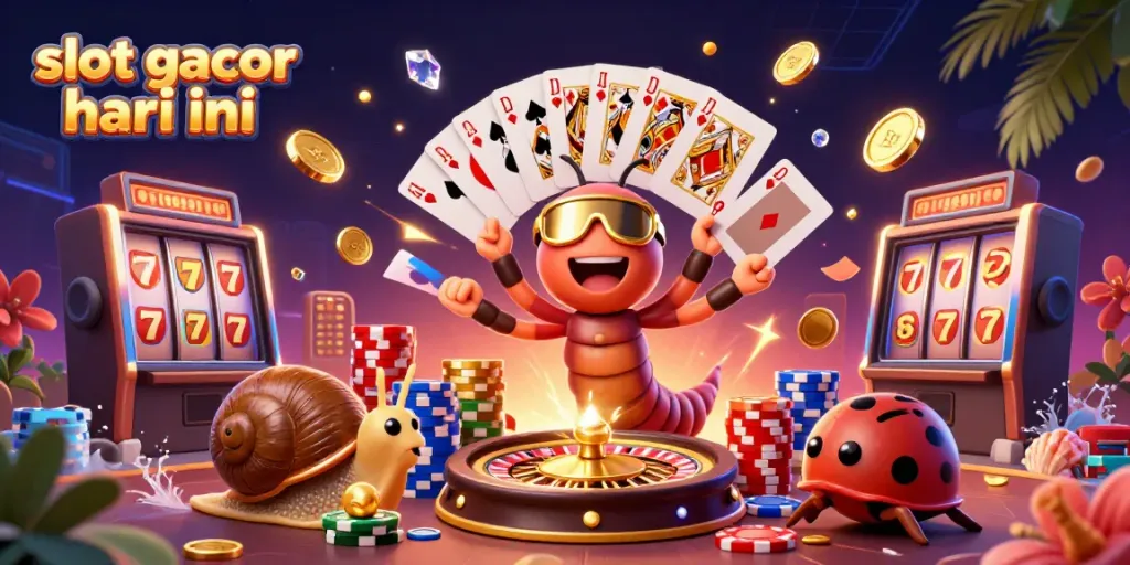 Play exciting games at slot gacor hari ini with vibrant characters, lavish casino elements, and dynamic atmosphere.