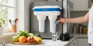 Person installing Waterdrop EDR3RXD1 Replacement for Everydrop® Filter 3 in a bright kitchen