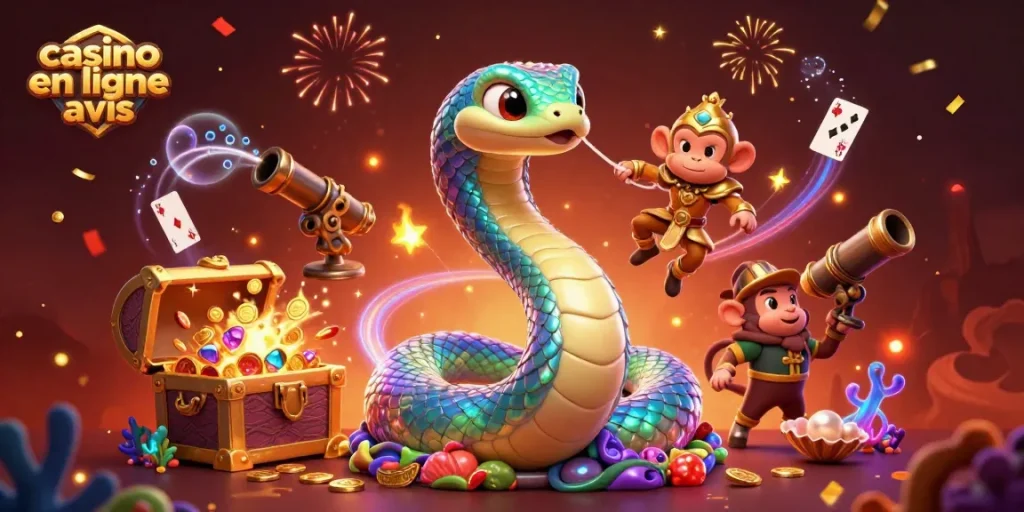 Jouez sur un casino en ligne avis et découvrez l'univers ludique des jeux avec une illustration dynamique.
