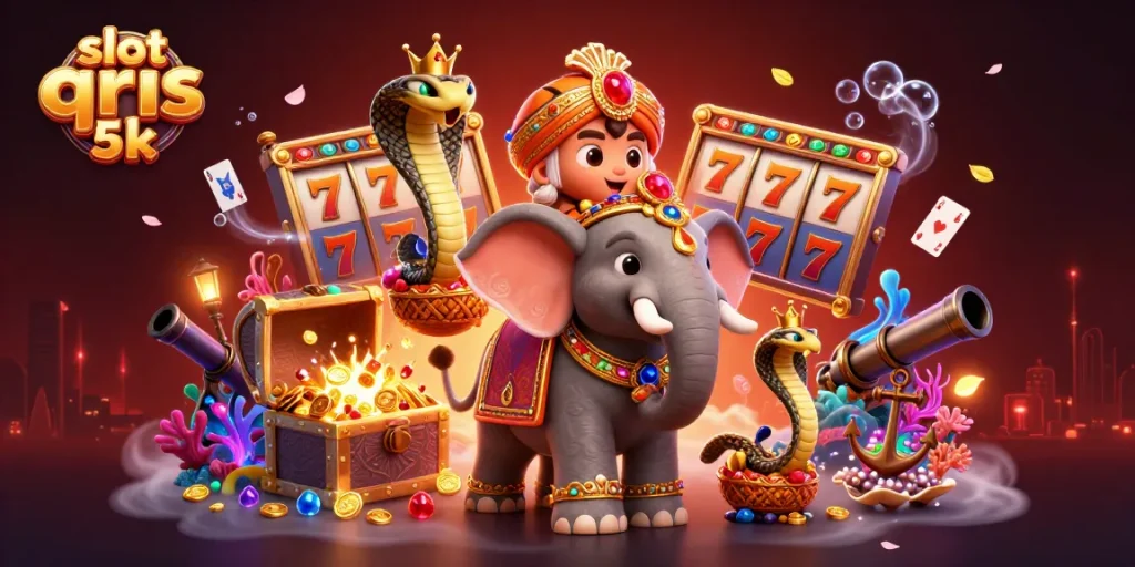 Spin to win with slot qris 5k featuring vibrant characters and exciting gaming elements!